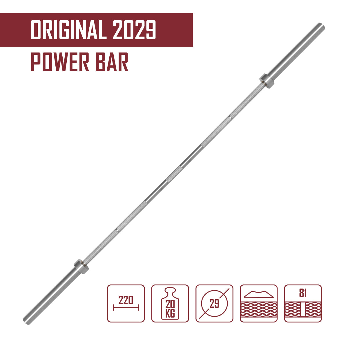 strength-shop-original-2029-barre-power-chrome-220cm-20kg-29mm image 2