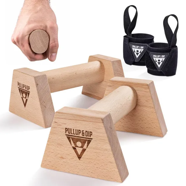 pullup-dip-poign-es-de-pompes-en-bois-avec-sangles-de-poignet image 1