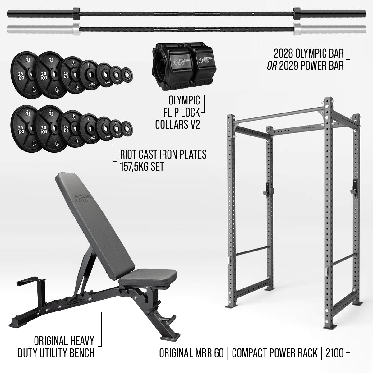 strength-shop-original-home-gym-bundle-rack-mrr-barre-disques image 3