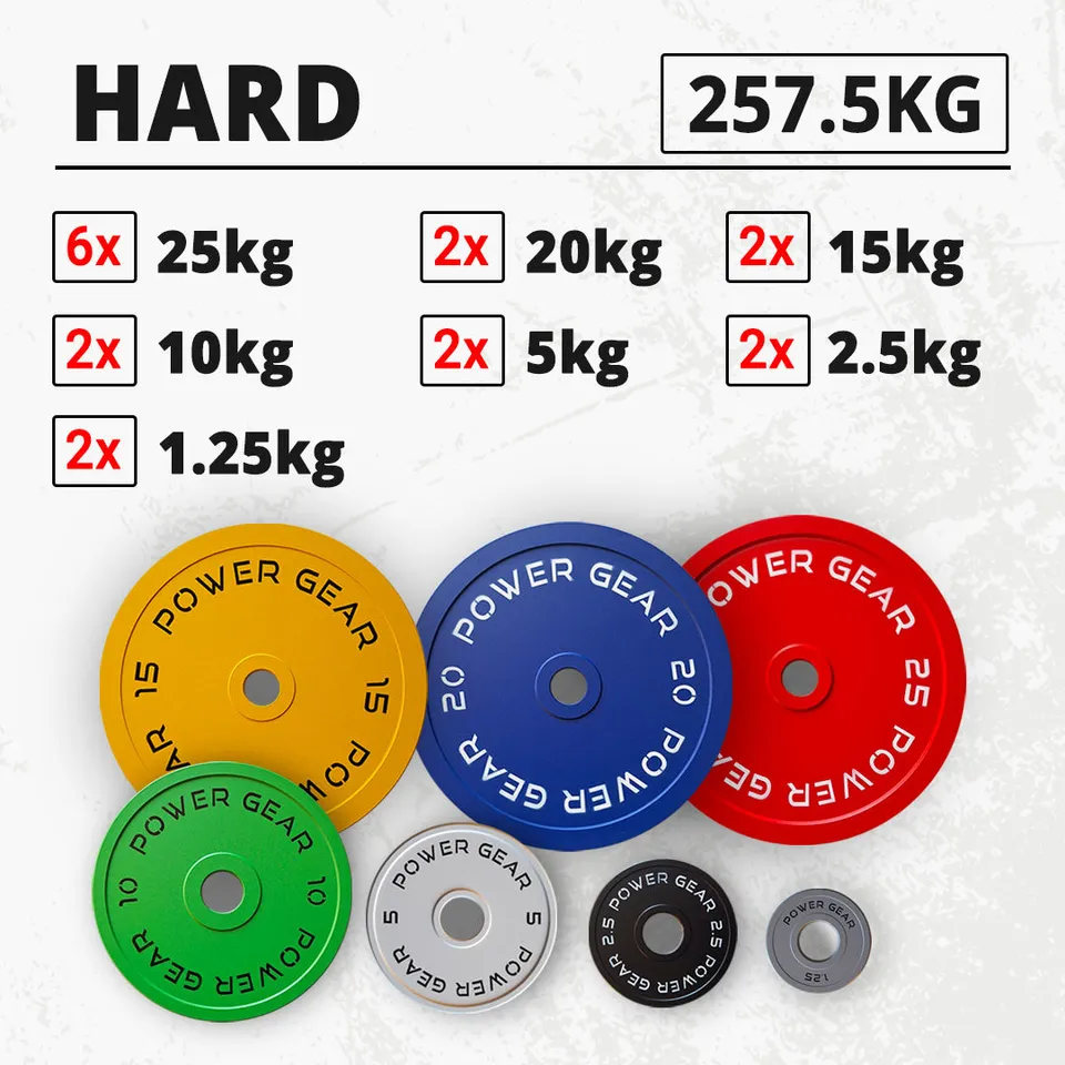 power-gear-set-dischi-hard-257-5-kg-pack-powerlifting-lite image 1