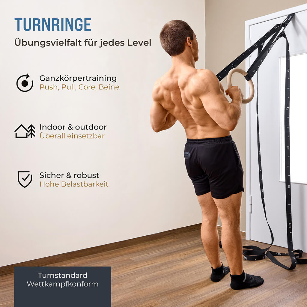 pullup-dip-anneaux-de-gymnastique-en-bois-sangles-ancrage-porte image 2