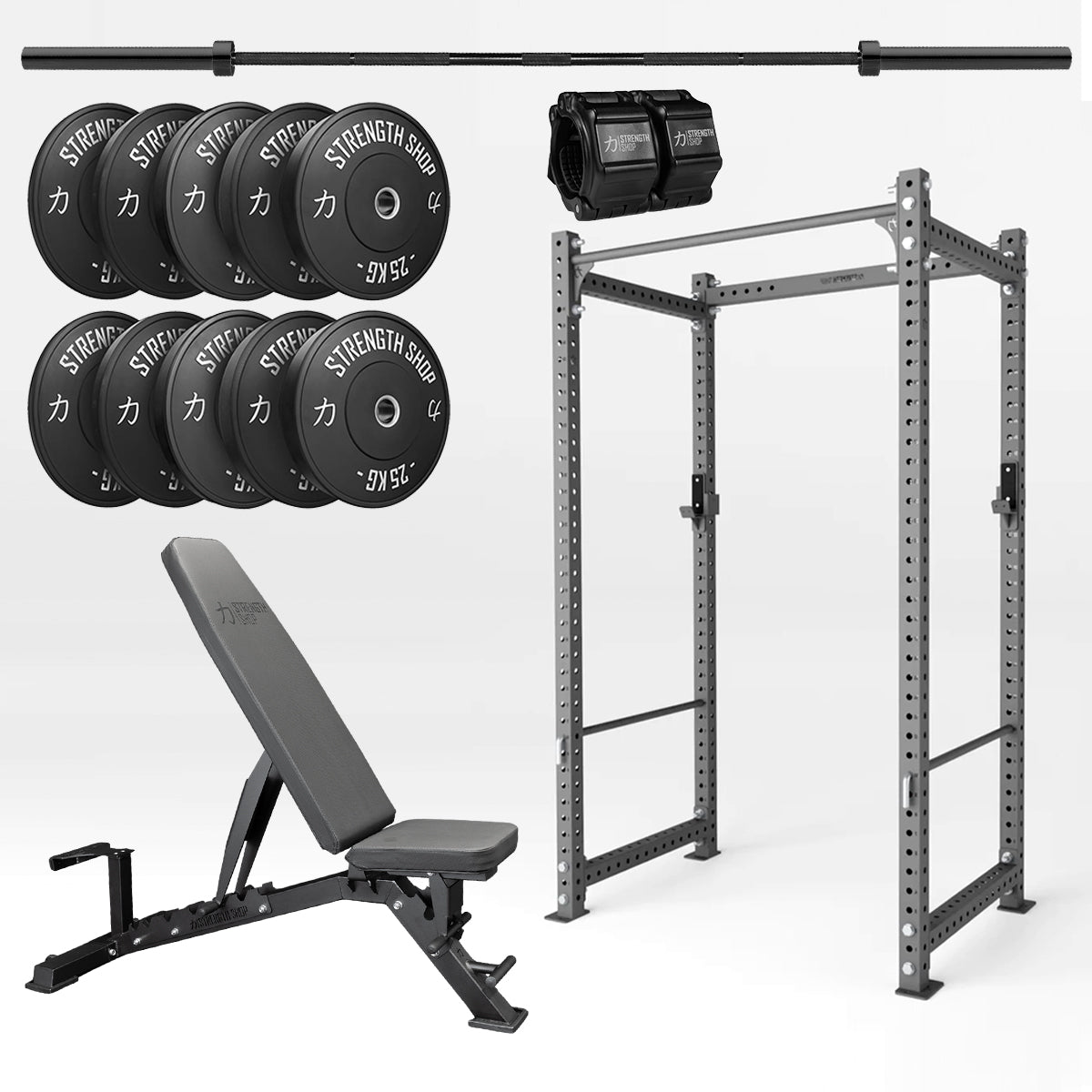 strength-shop-original-home-gym-bundle-rack-mrr-barre-disques image 1