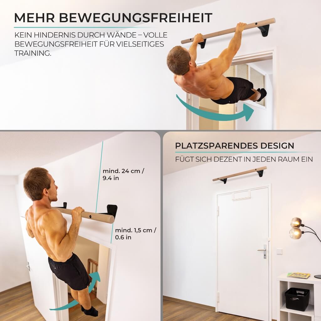 pullup-dip-barre-de-traction-en-bois-fixation-murale-au-dessus-porte image 2