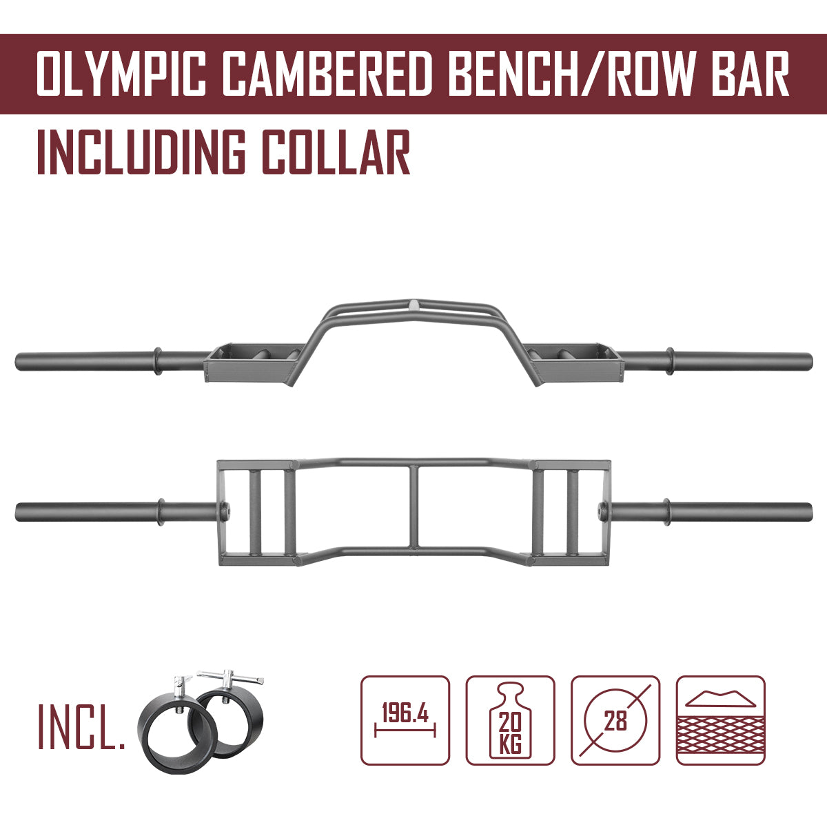 strength-shop-olympic-cambered-bench-row-bar-20kg-barre-sp-ciale-poign-es-neutre image 2