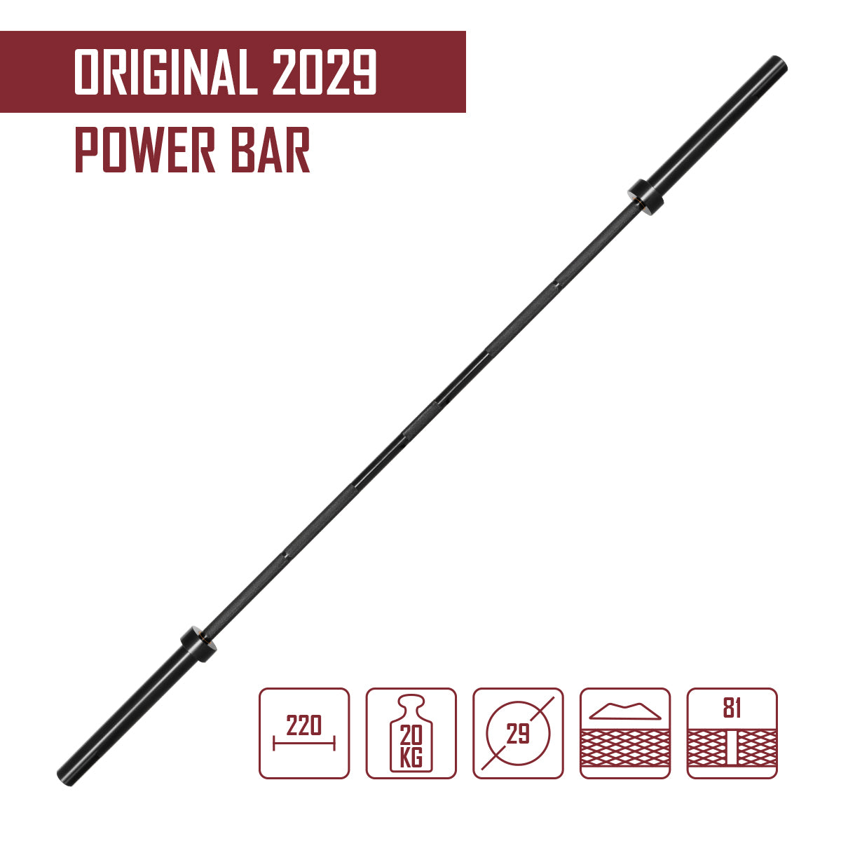 strength-shop-original-2029-power-bar-all-black-e-coating-20kg-220cm image 2