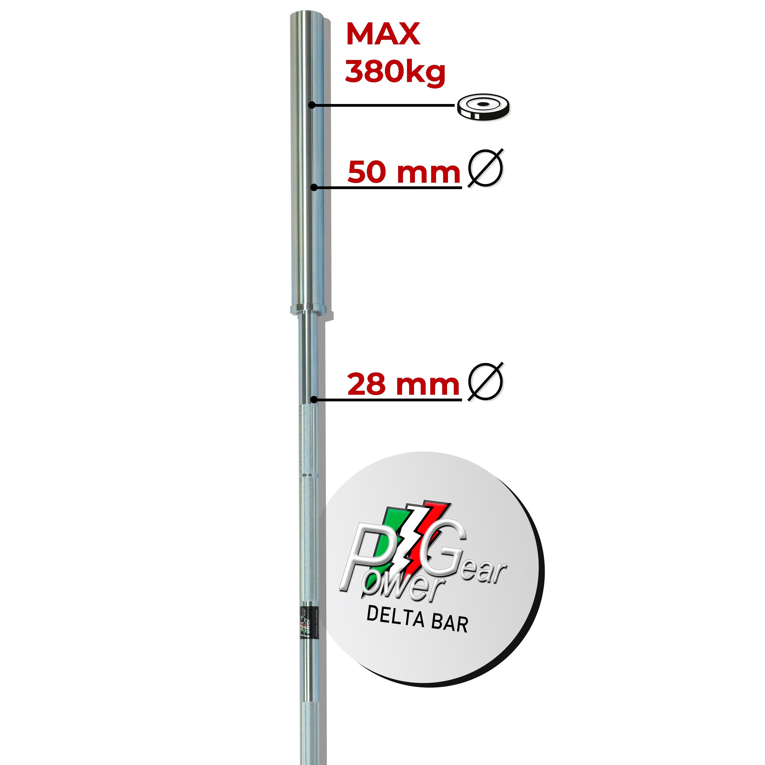 power-gear-delta-28mm-barre-olympique-pro-20-kg-220-cm image 2
