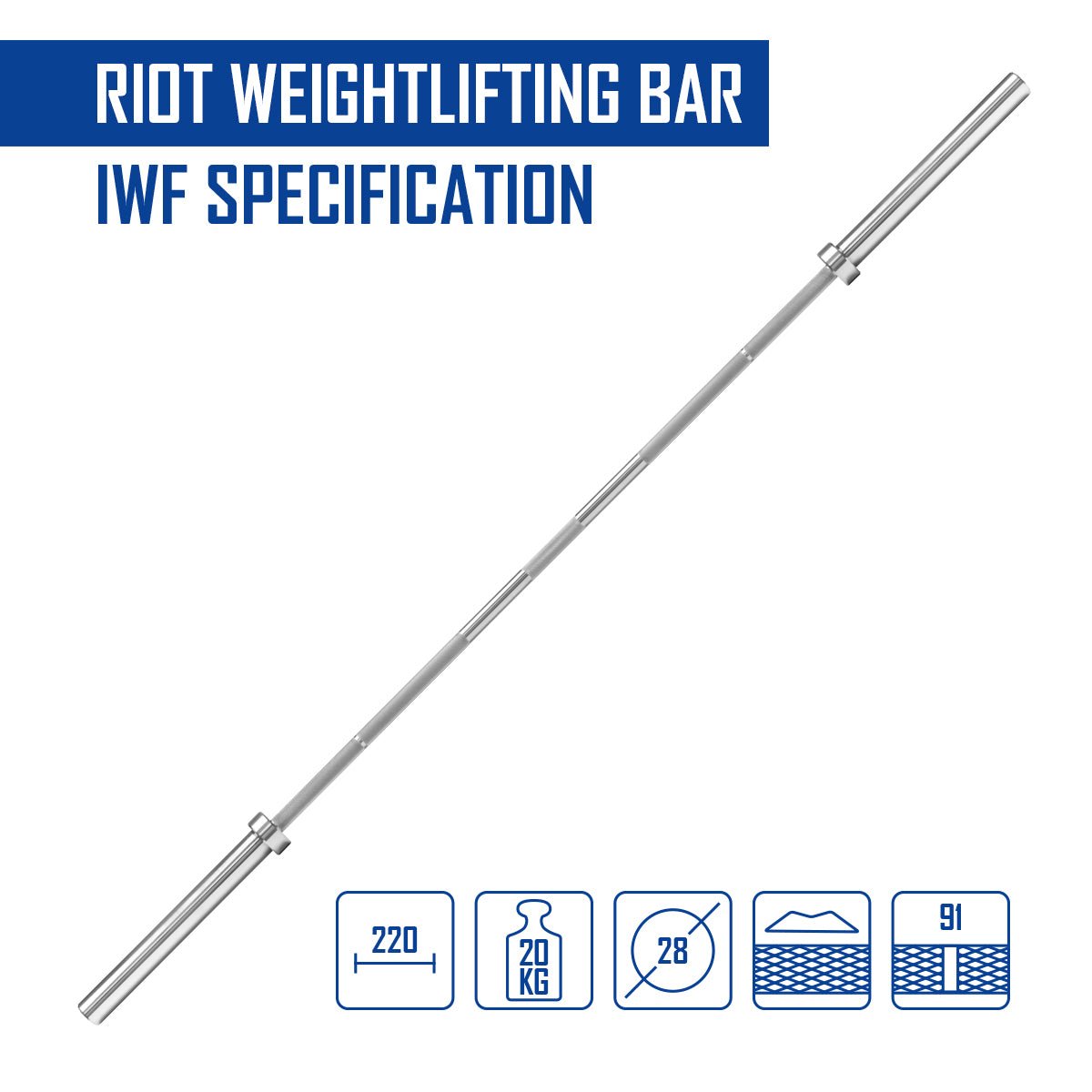strength-shop-riot-barre-halt-rophilie-homme-20kg-iwf image 2