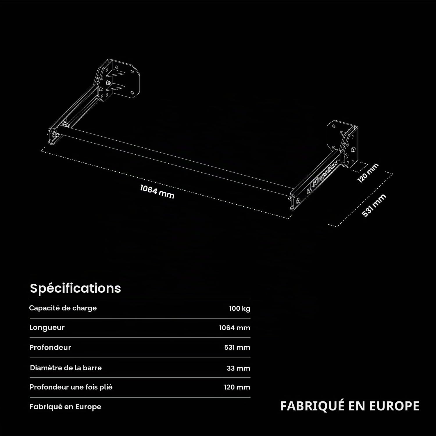 kingsbox-barre-de-traction-murale-pliable-r-glable image 3