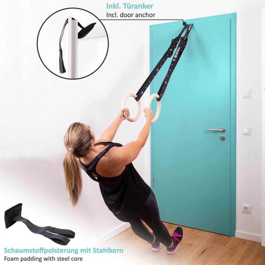 pullup-dip-set-anneaux-de-gymnastique-bois-4-bandes-fitness image 7