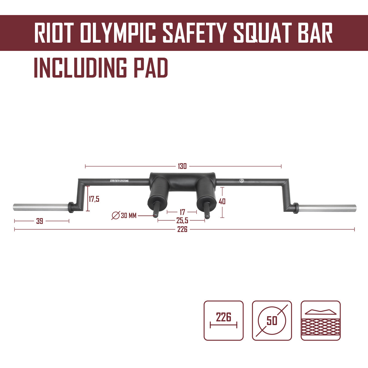 strength-shop-riot-olympic-safety-squat-bar-barre-de-squat-s-curit image 2