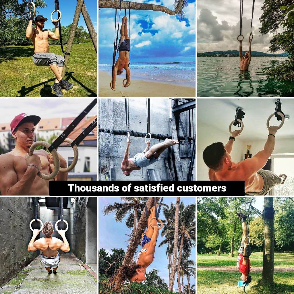 pullup-dip-set-anneaux-de-gymnastique-bois-4-bandes-fitness image 8