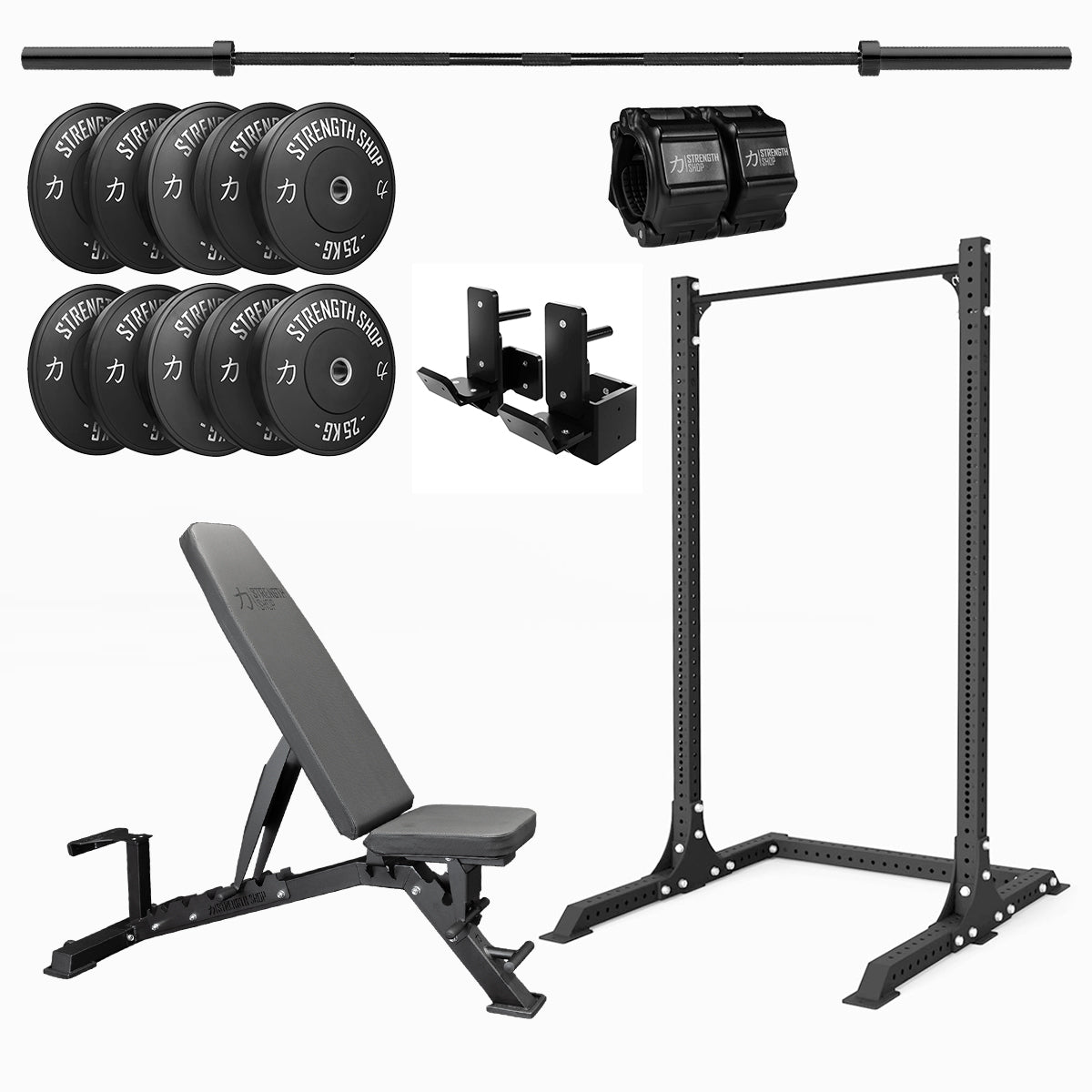 strength-shop-compact-gym-bundle-rack-mrr-squat-stands-banc-barres image 1