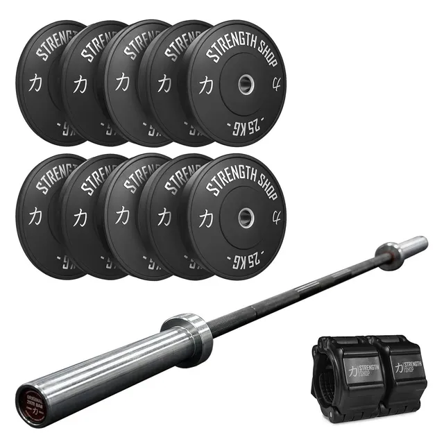 strength-shop-powerlifter-dynamic-bundle-150kg-bumpers-barre-puissance image 1