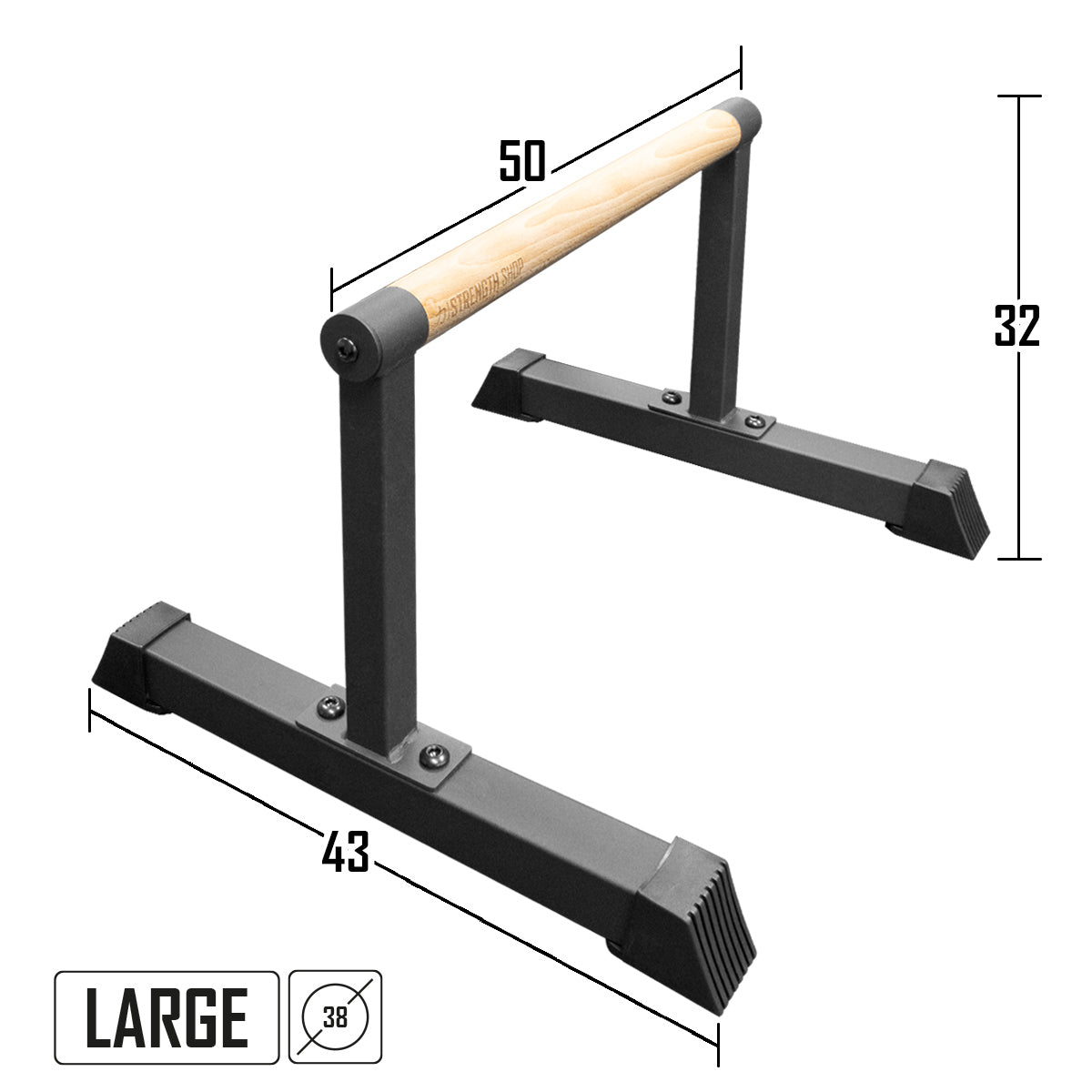 strength-shop-wooden-grip-parallettes-38mm-base-acier-3-tailles image 2