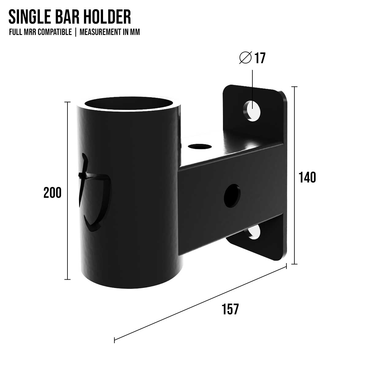 strength-shop-single-bar-holder-support-barre-verticale-mrr-50-mm image 2