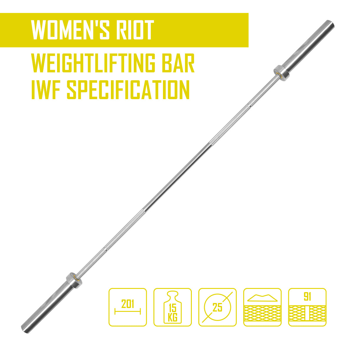 strength-shop-riot-barre-halt-rophilie-femme-15kg-norme-iwf image 2