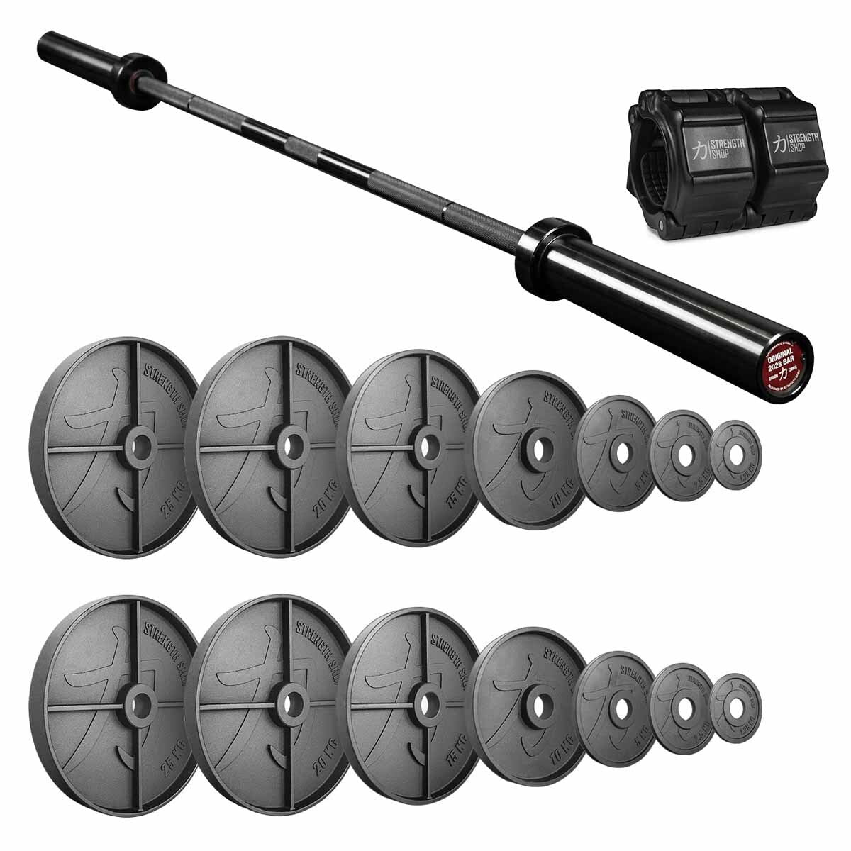 strength-shop-old-school-bundle-157-5kg-disques-fonte-barre-olympique image 1