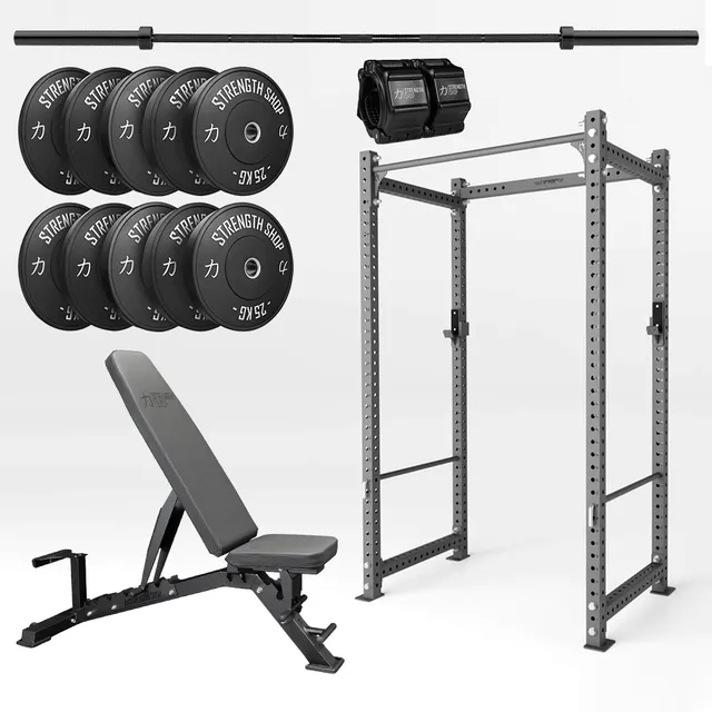 strength-shop-original-home-gym-bundle-rack-mrr-barre-disques image 1