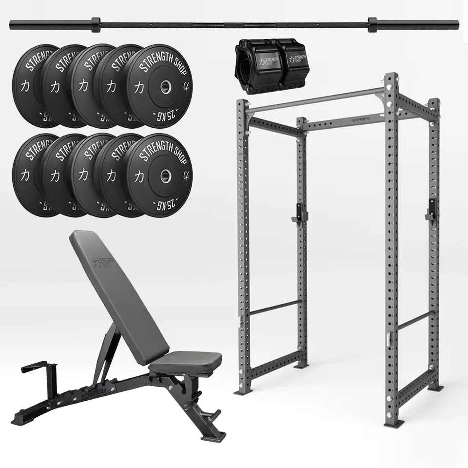 strength-shop-original-home-gym-bundle-rack-mrr-barre-disques image 1