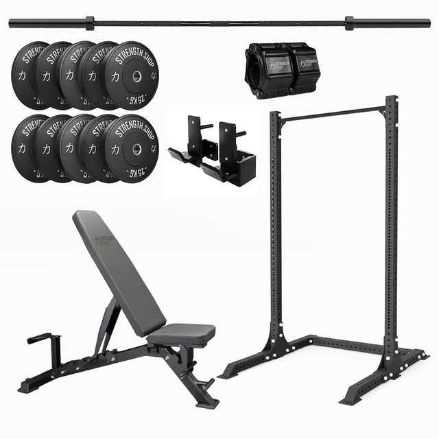 strength-shop-compact-gym-bundle-rack-mrr-squat-stands-banc-barres image 1