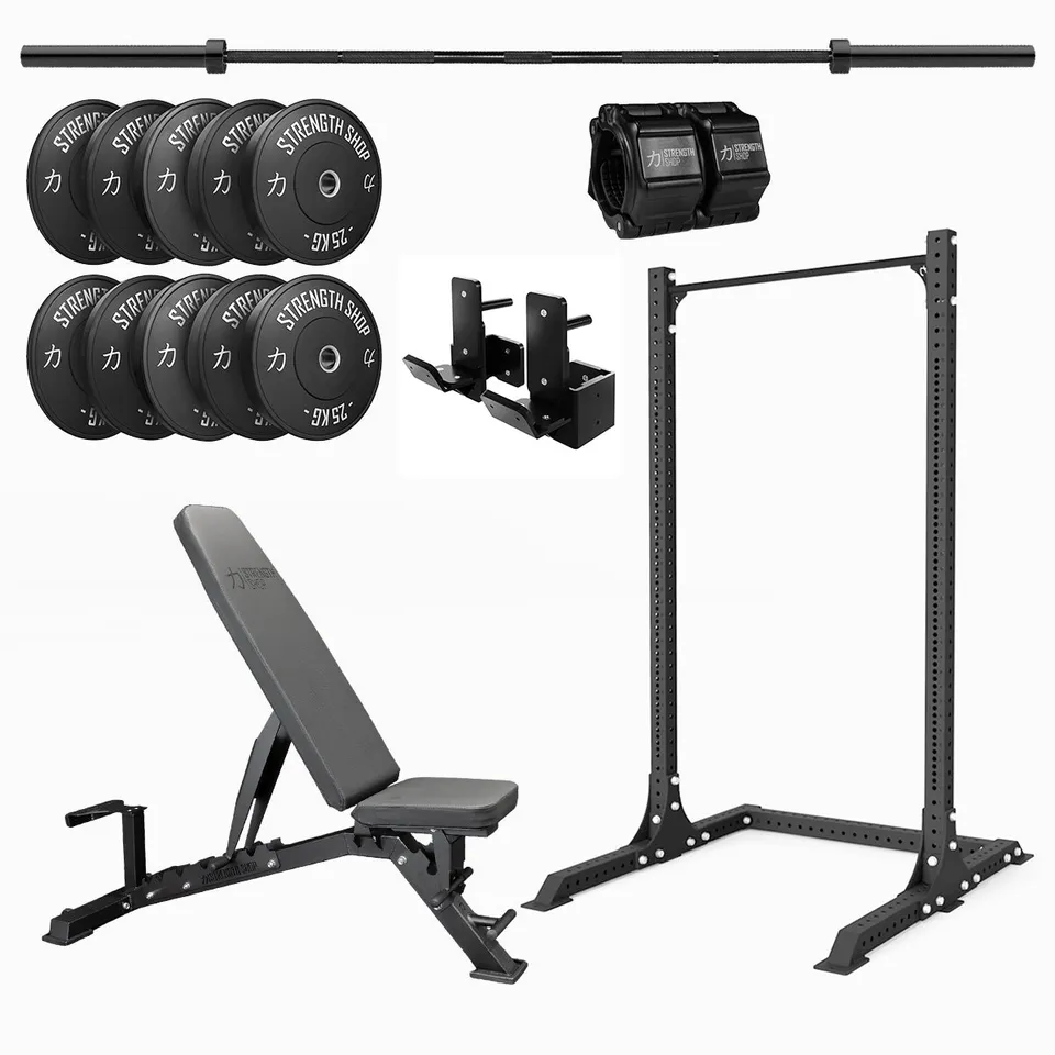 strength-shop-compact-gym-bundle-rack-mrr-squat-stands-banc-barres image 1