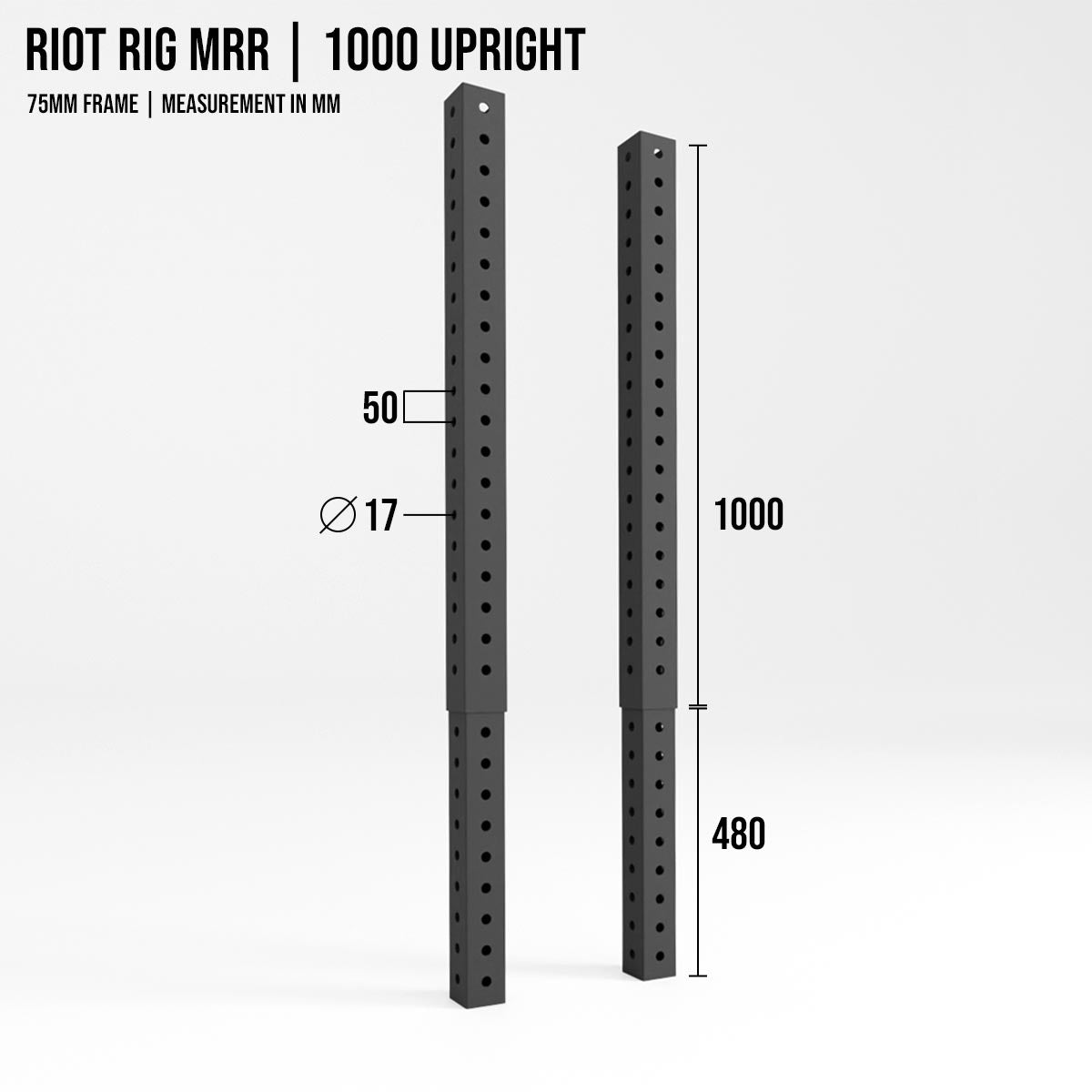 strength-shop-riot-rig-mrr-upright-extensions-extension-de-rig-500-1000mm image 2