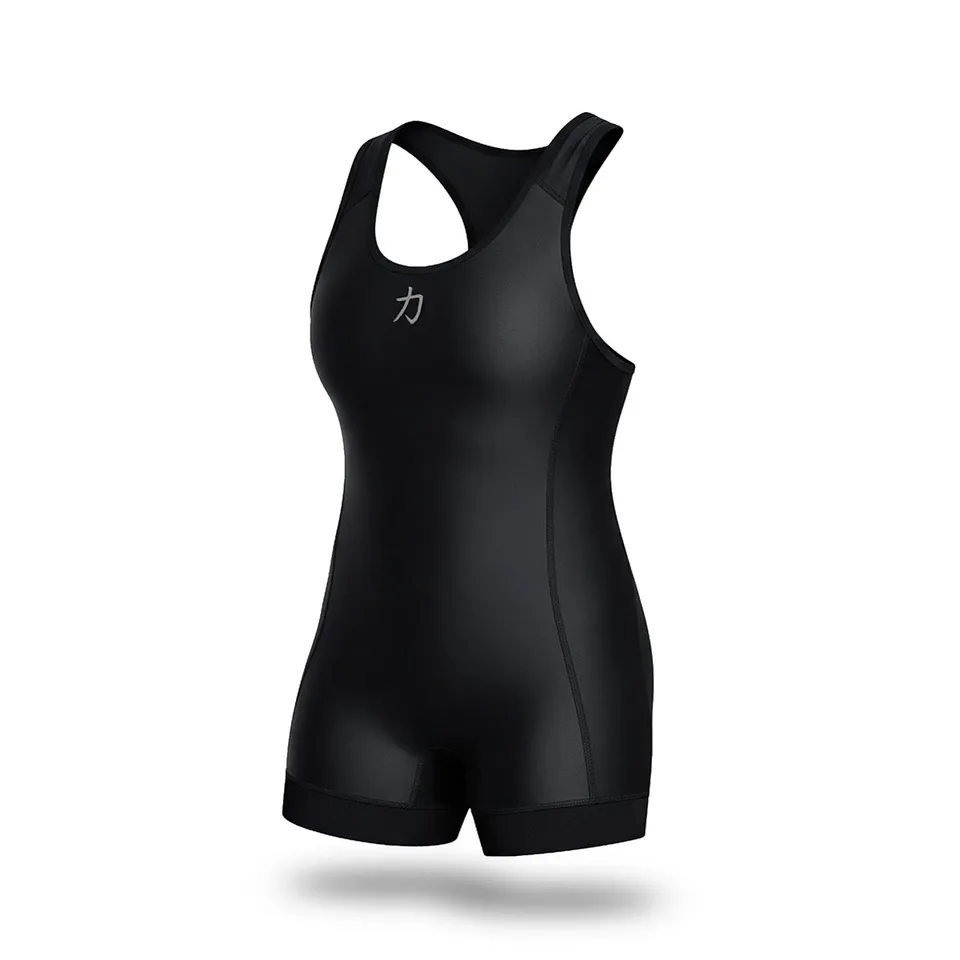 strength-shop-singlet-femme-powerlifting-noir-logo-gris-ipf-approved image 1