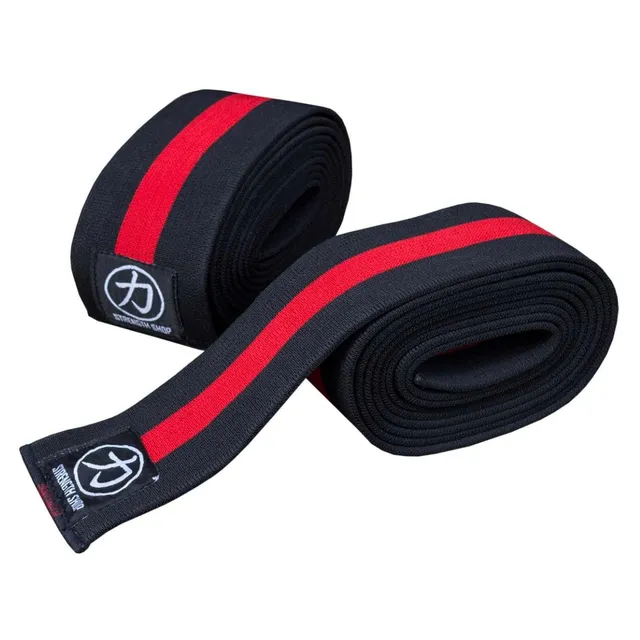 strength-shop-bandes-de-genoux-heavy-rouge-noir-2m-2-5m-3m-la-paire image 1