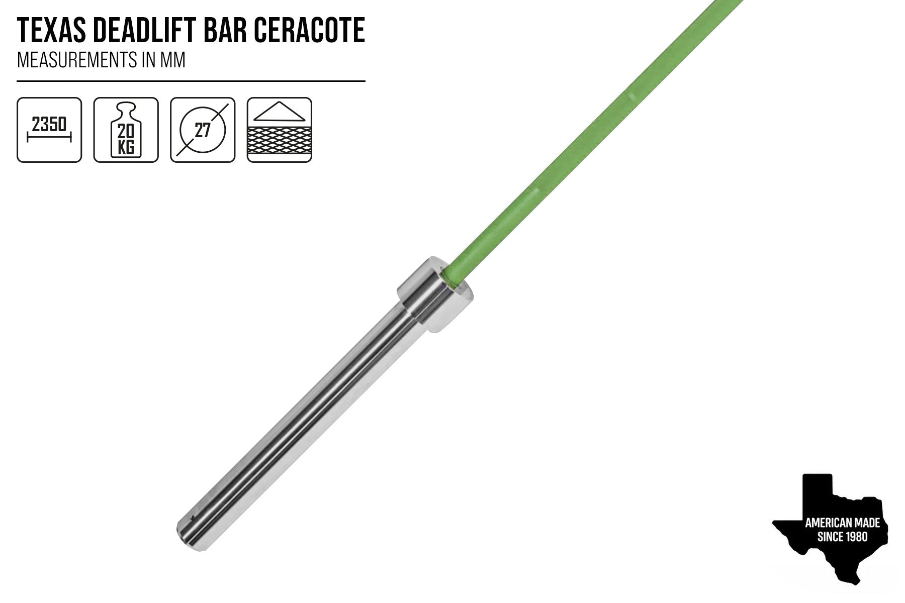 strength-shop-original-texas-deadlift-bar-barre-de-soulev-de-terre-bazooka-green image 3