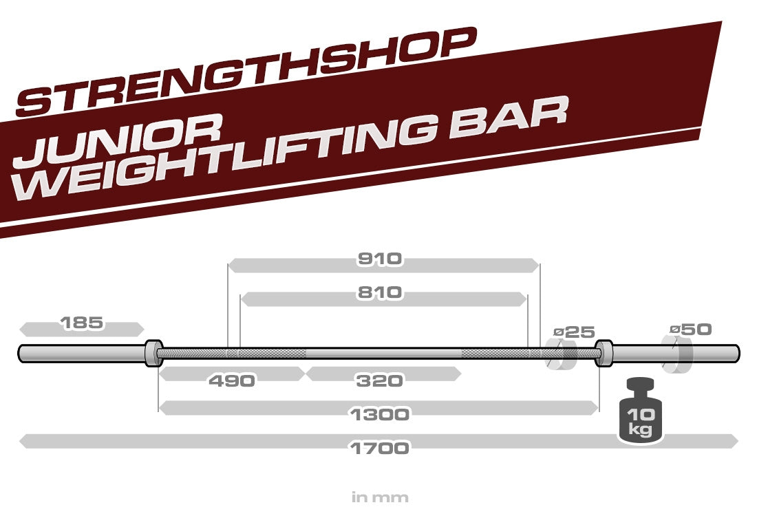 strength-shop-youth-weightlifting-bar-10kg-169cm-barre-junior-halt-rophilie image 2