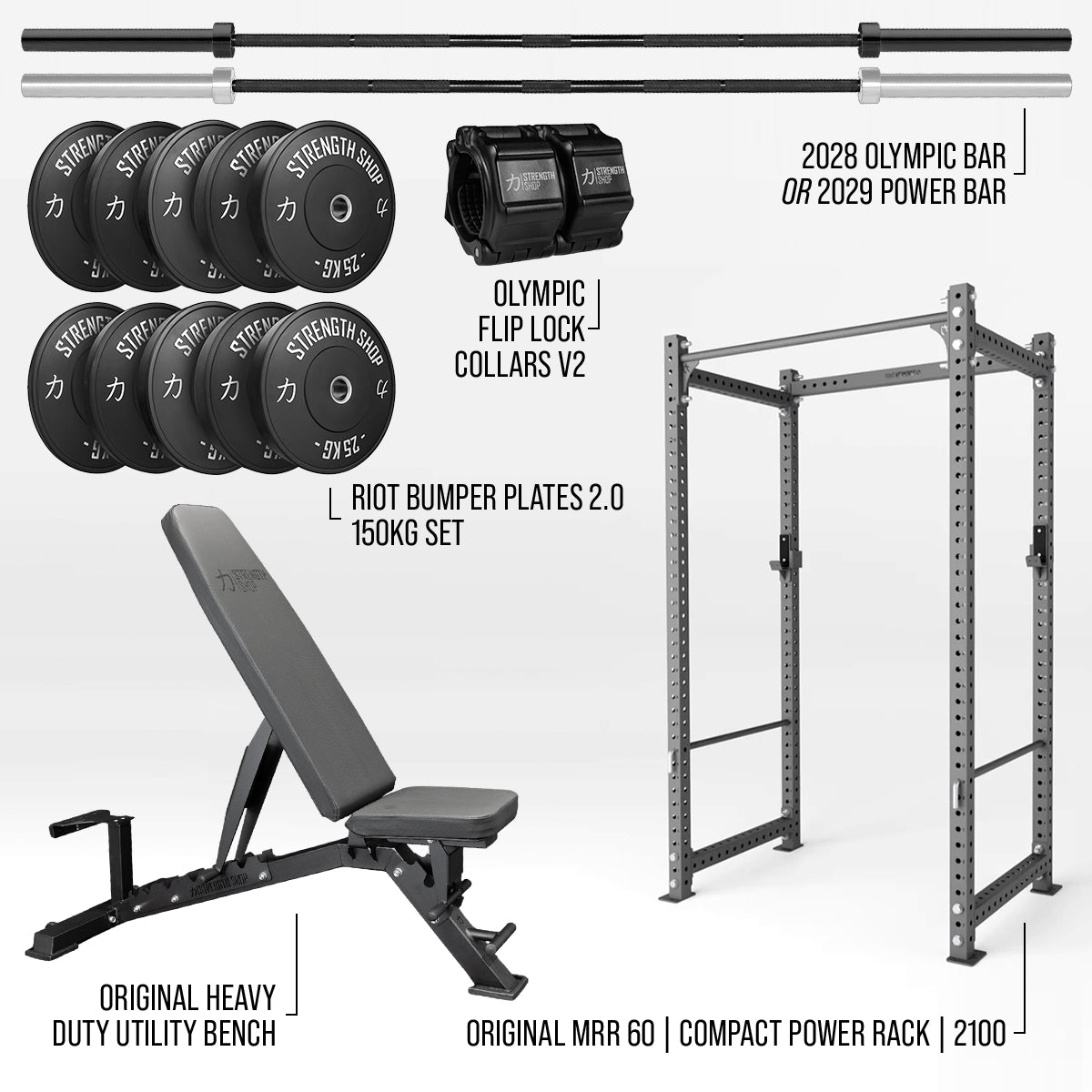 strength-shop-original-home-gym-bundle-rack-mrr-barre-disques image 2
