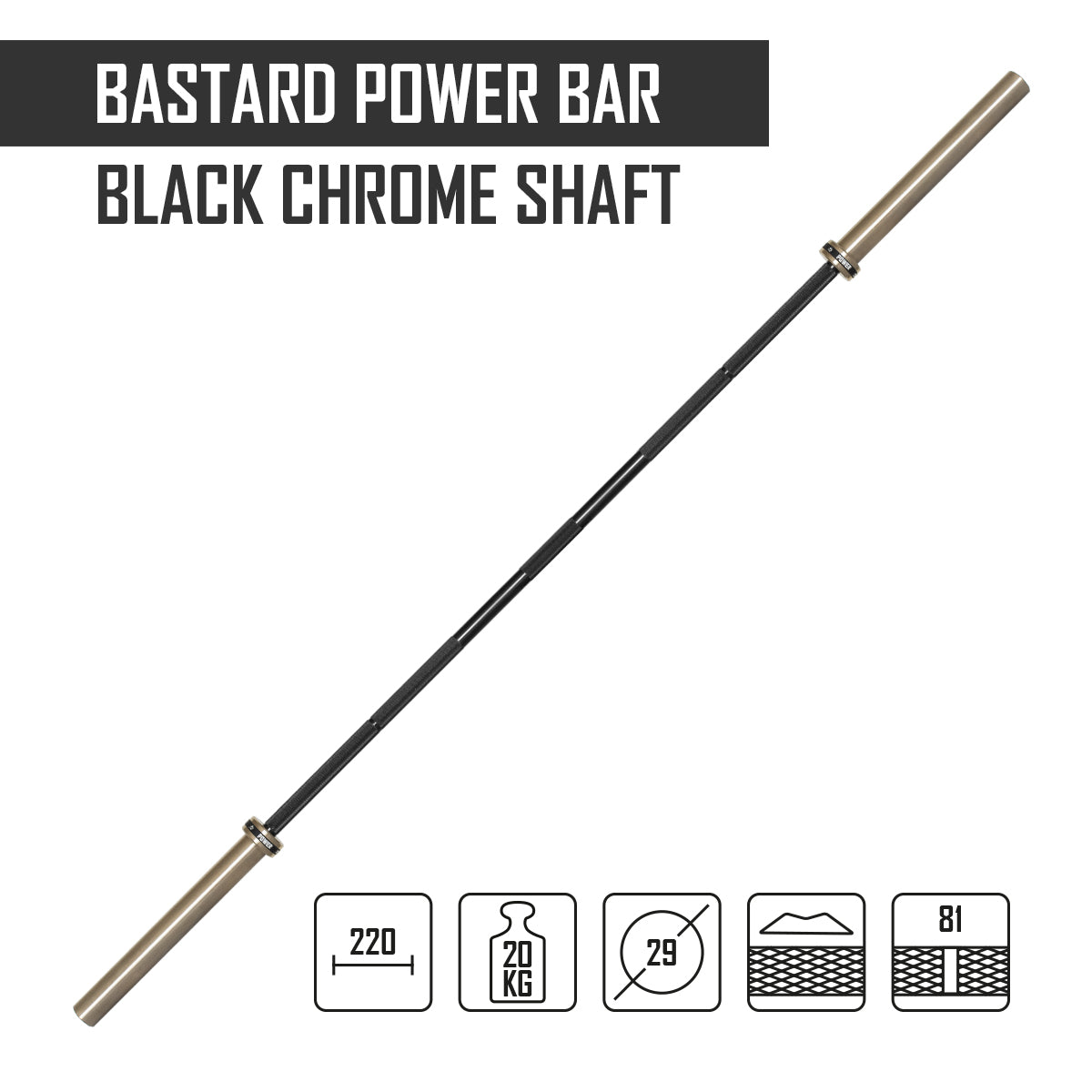 strength-shop-bastard-power-bar-barre-de-powerlifting-chrom-e-noire image 2